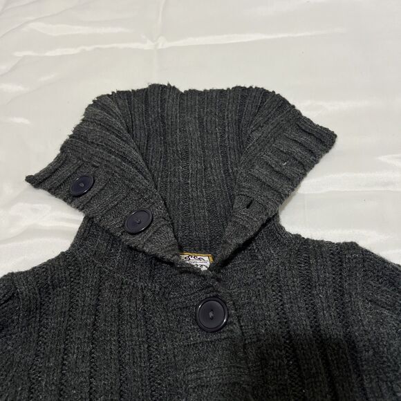 Heirloom Collectibles Long Cardigan Sweater Cowl Neck Big Buttons Womens M Gray - Picture 4 of 8